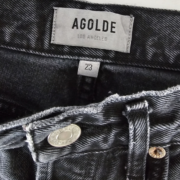 Agolde 90s Pinch Waist High Rise Straight Jean Black Washed Size 23 - Picture 7 of 7